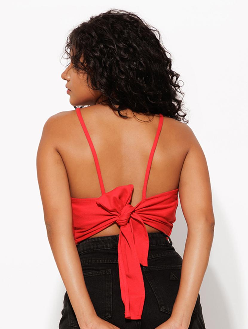 women red cotton crop top - 21460156 - Standard Image - 4