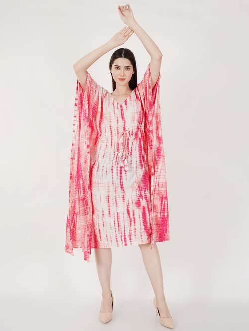 women pink tie & dye kaftan dress - 21460158 - Standard Image - 0