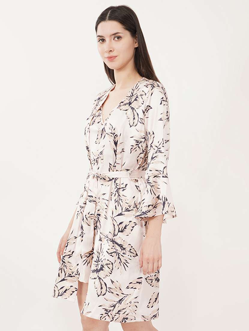 women beige printed shorts set nightwear set - 21460236 - Standard Image - 1