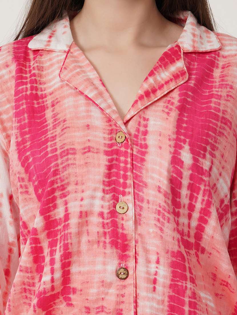 women pink cotton blend pyjama nightwear set - 21460241 - Standard Image - 4