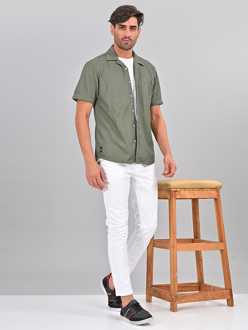 men self design cuban collar shirt - 21460881 - Standard Image - 4