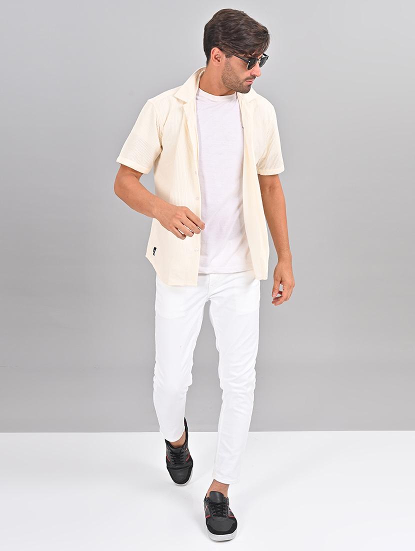 men self design cuban collar shirt - 21460888 - Standard Image - 4