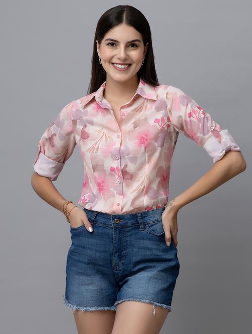women beige florals printed regular shirt - 21460995 -  Standard Image - 0