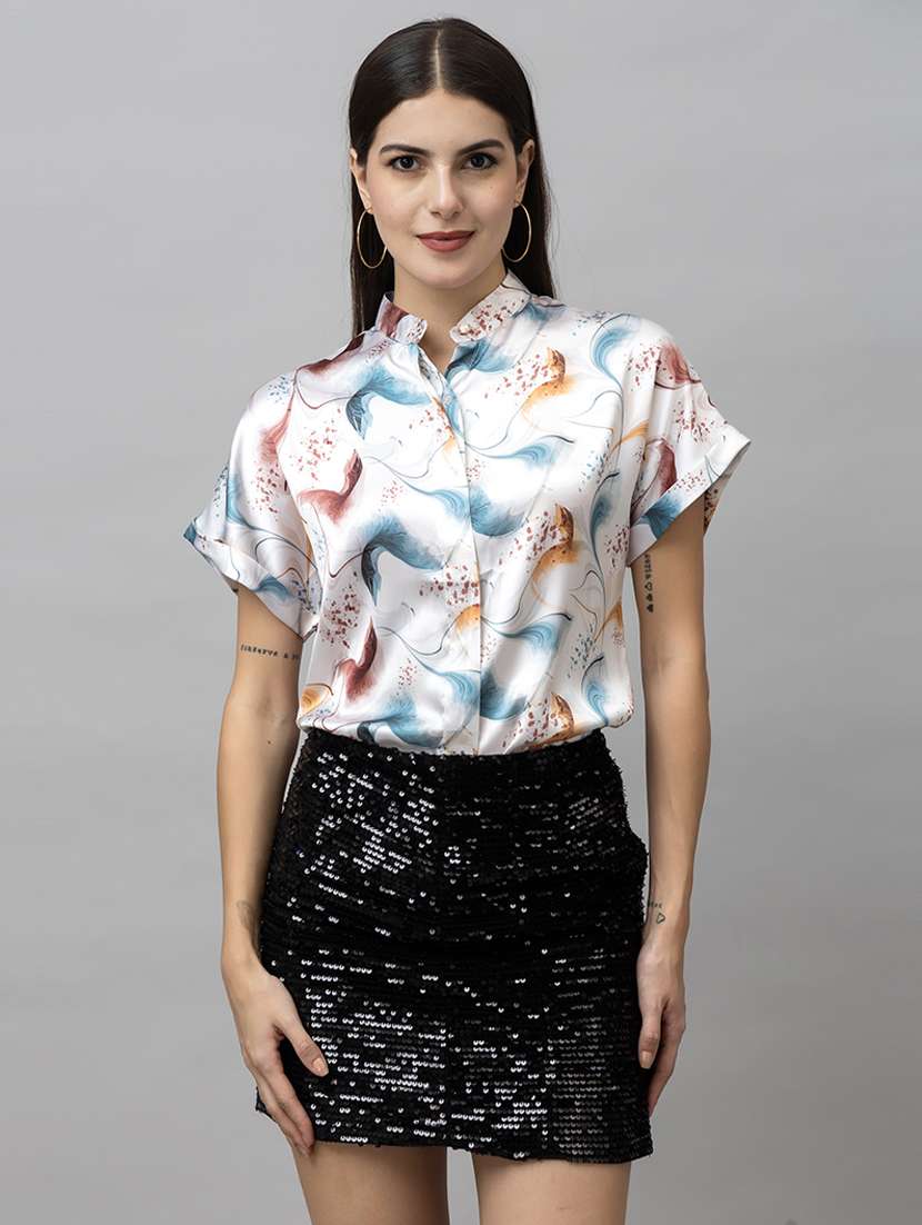 women printed shorts sleeves shirt