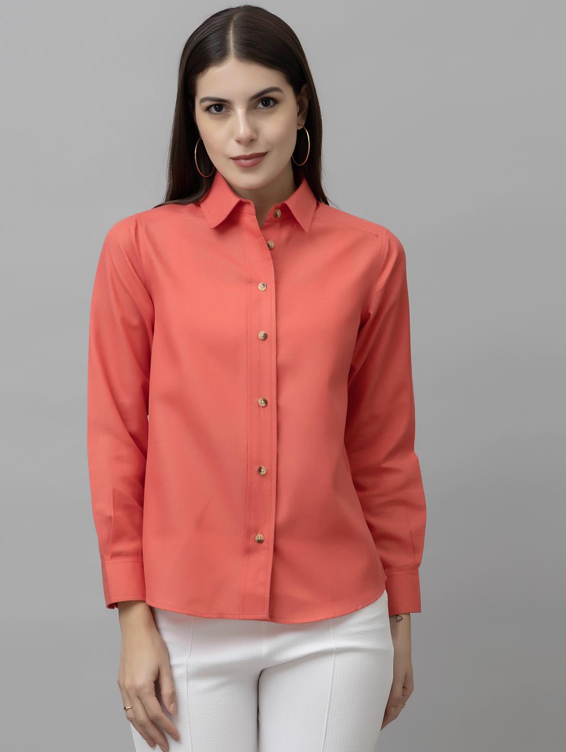 women solid collared long sleeves regular shirt - 21461004 - Standard Image - 1