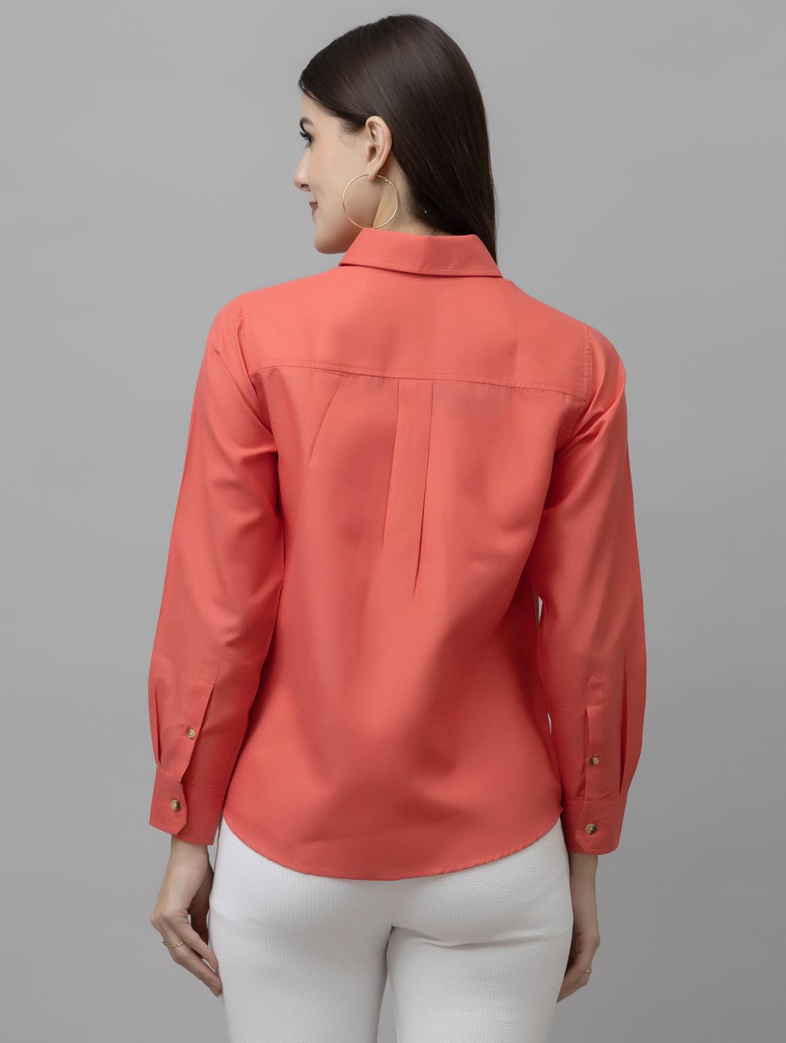 women solid collared long sleeves regular shirt - 21461004 - Standard Image - 4