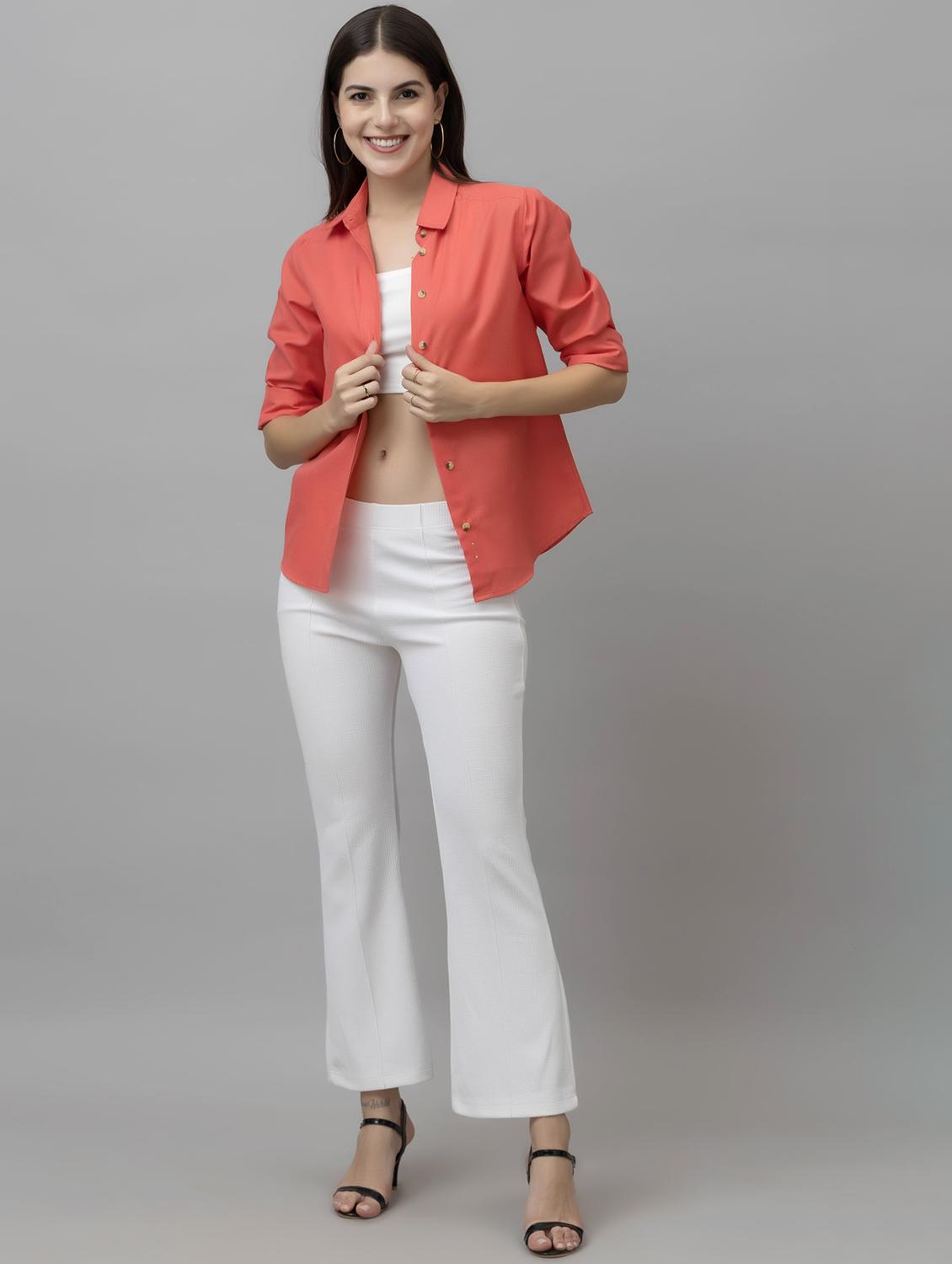 women solid collared long sleeves regular shirt - 21461004 - Standard Image - 6