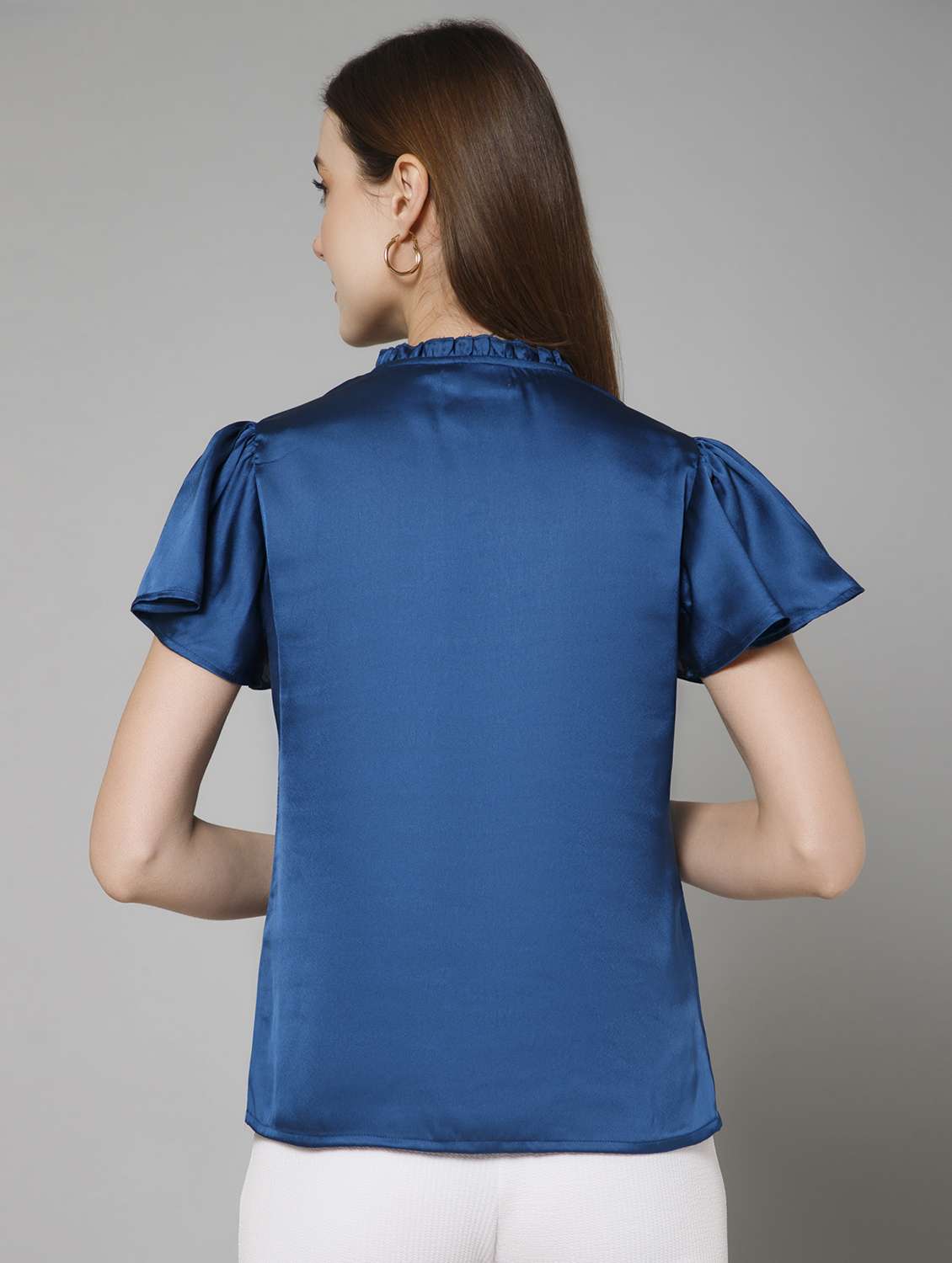 women solid tie-up neck regular top - 21461026 -  Standard Image - 4