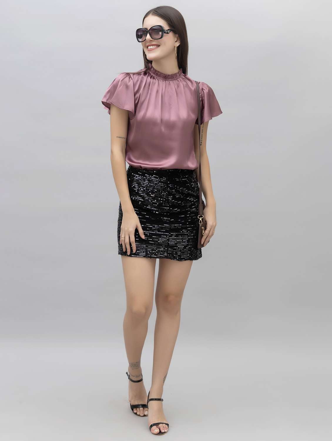 women solid mock neck regular fit top - 21461029 -  Standard Image - 6