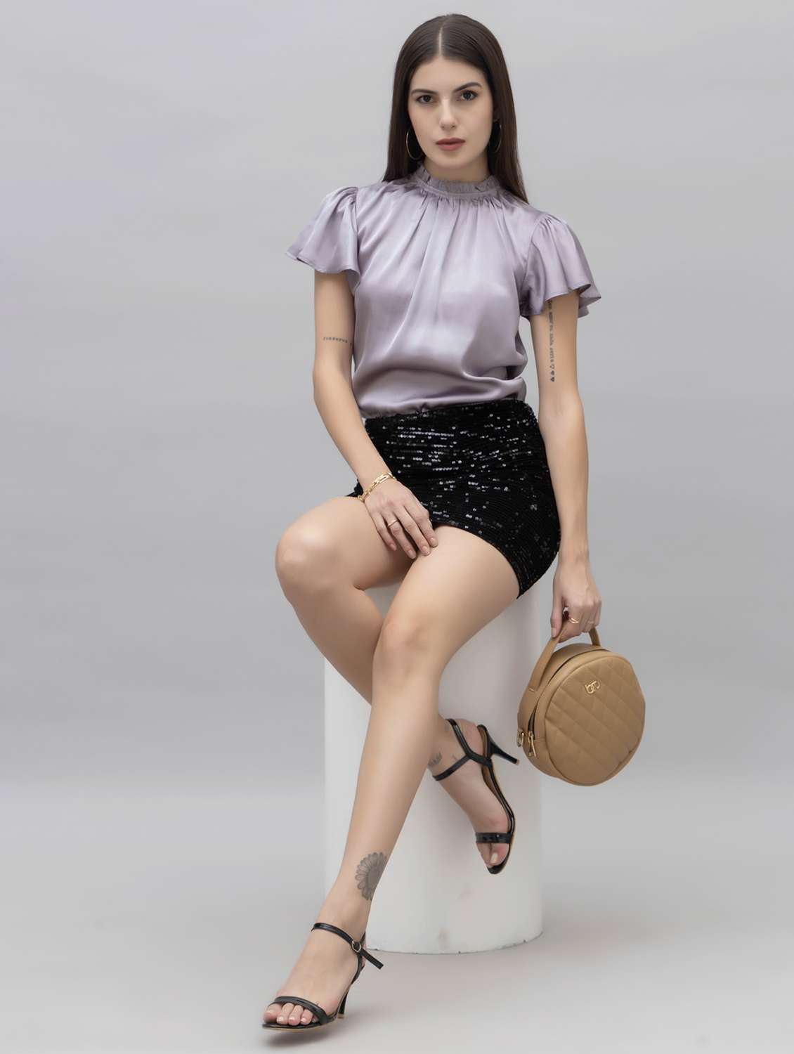 women solid mock neck regular fit top - 21461034 -  Standard Image - 6