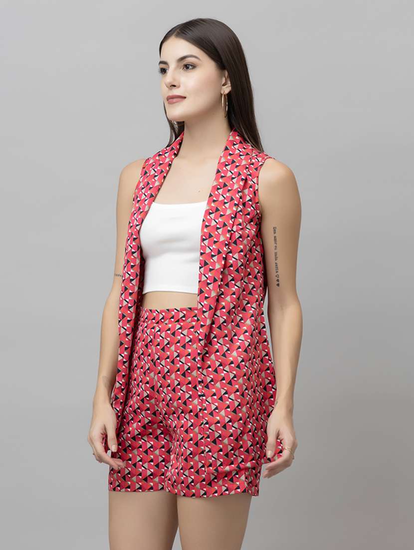 women printed top and shorts co-ord set - 21461042 - Standard Image - 1