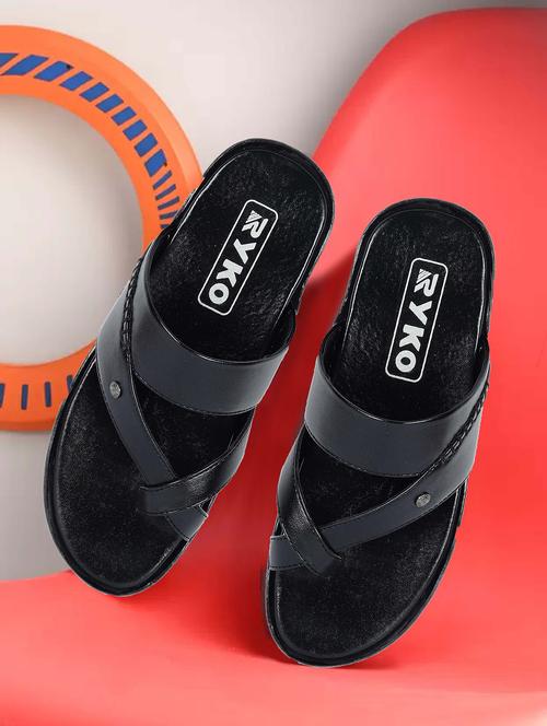 black synthetic slip on sandals - 21461052 -  Standard Image - 0