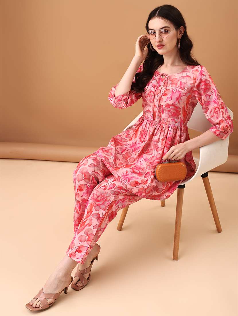 women pink floral printed co-ord set - 21461072 -  Standard Image - 1