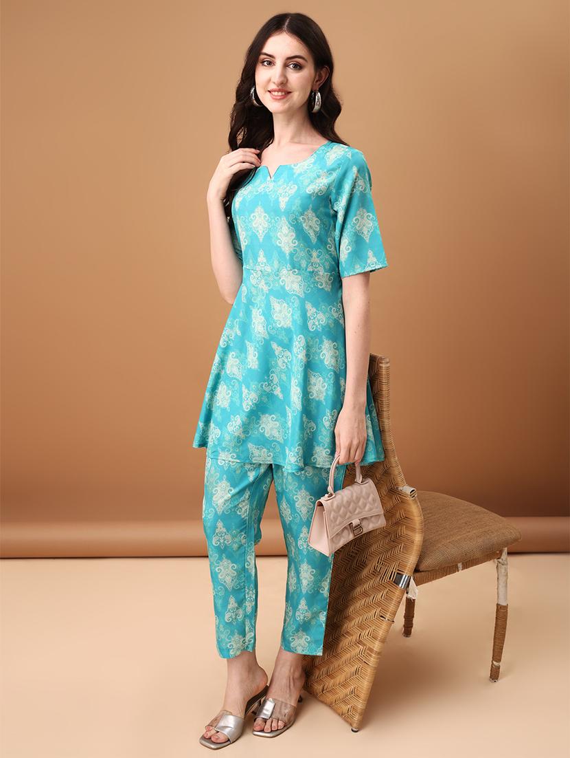 women light blue paisley printed co-ord set - 21461075 - Standard Image - 1