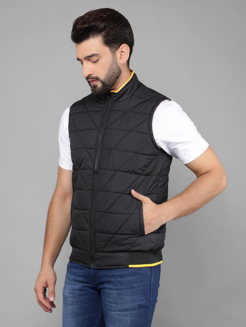 men sleeveless solid quilted jacket - 21461089 - Standard Image - 1