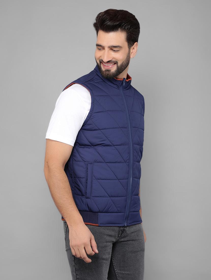 men sleeveless solid quilted jacket - 21461090 - Standard Image - 1