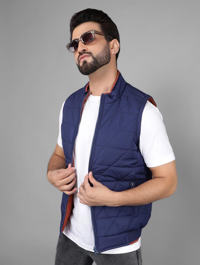 men sleeveless solid quilted jacket - 21461090 - Standard Image - 4