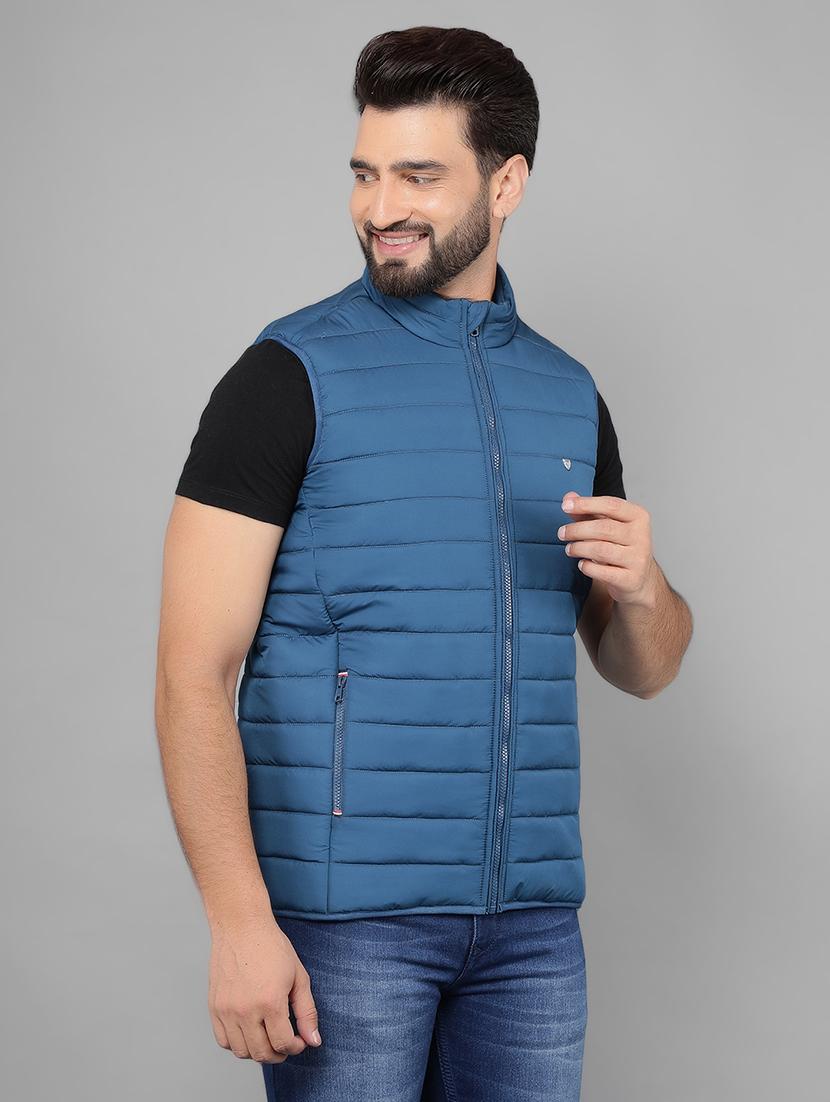 men sleeveless solid quilted jacket - 21461091 - Standard Image - 1