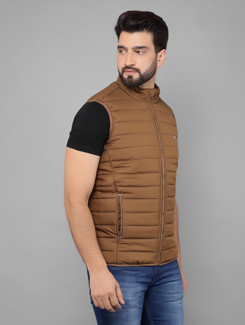 men sleeveless solid quilted jacket - 21461092 - Standard Image - 1