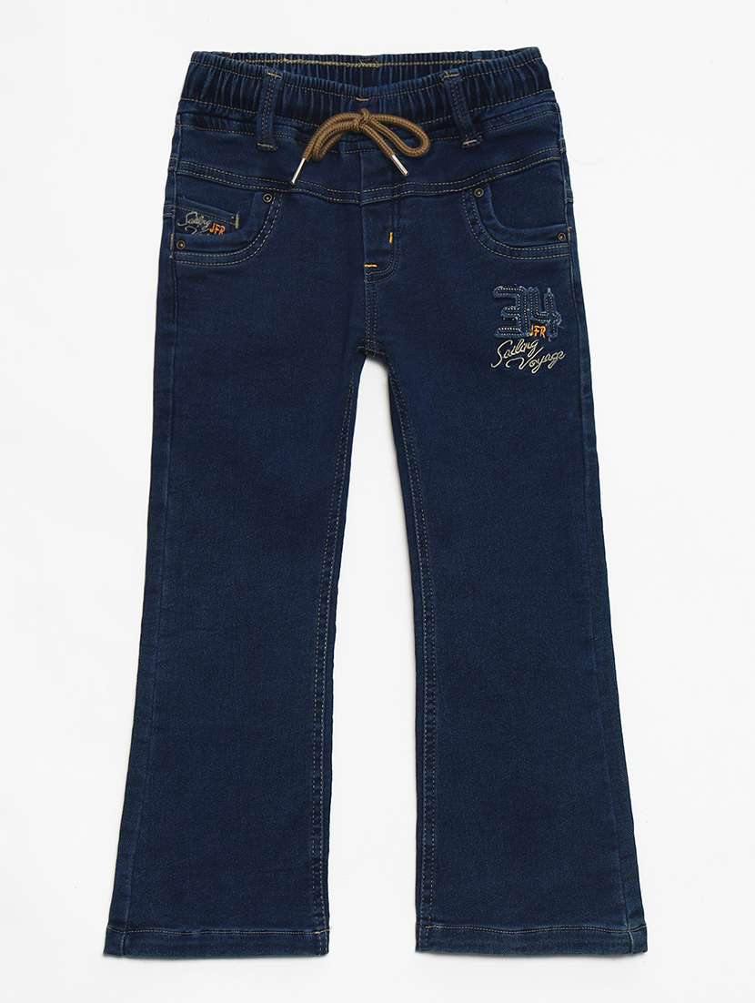 boys mid rise cotton plain jeans