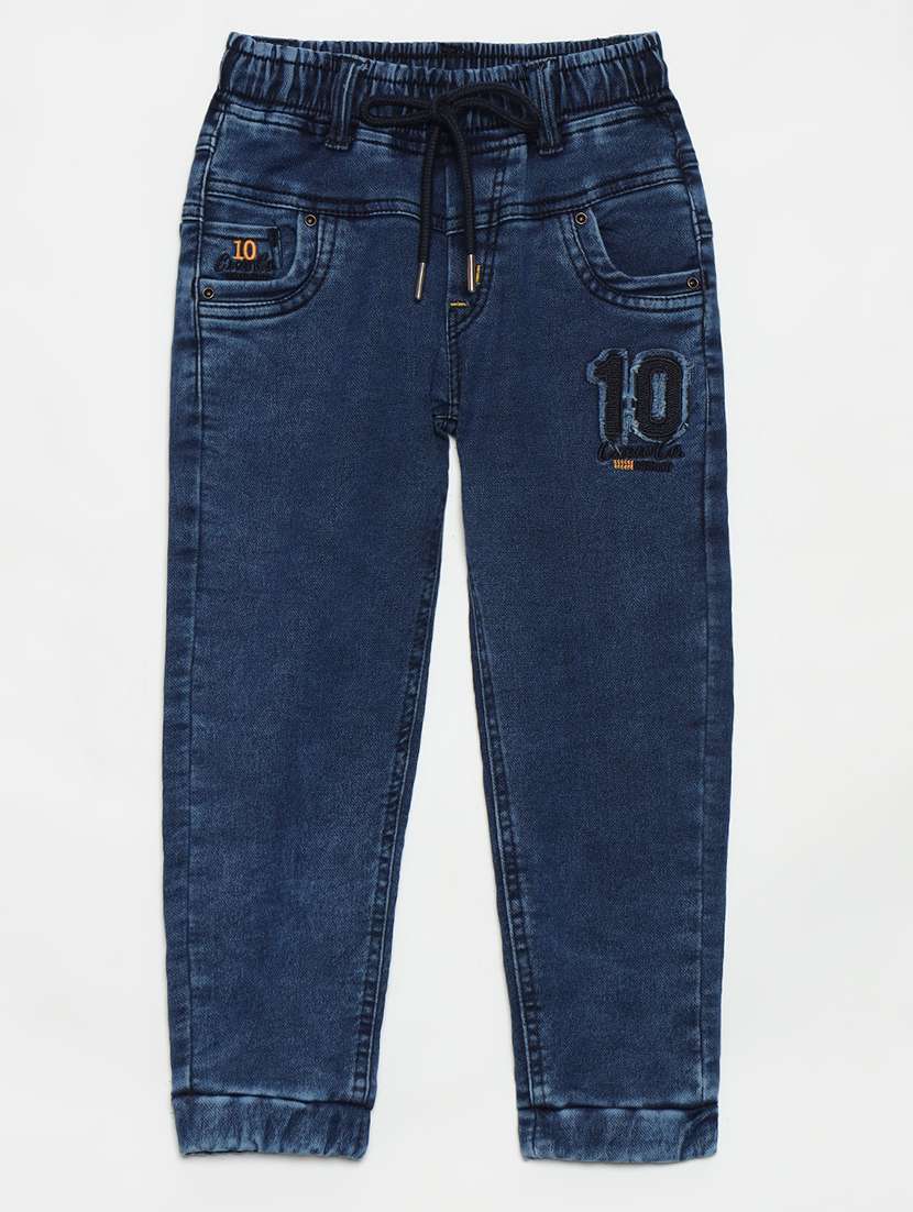 boys mid rise cotton plain jeans