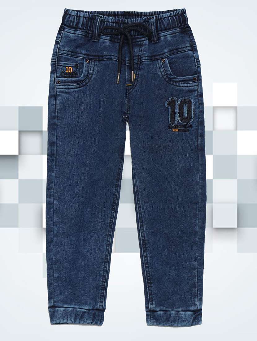 boys mid rise cotton plain jeans