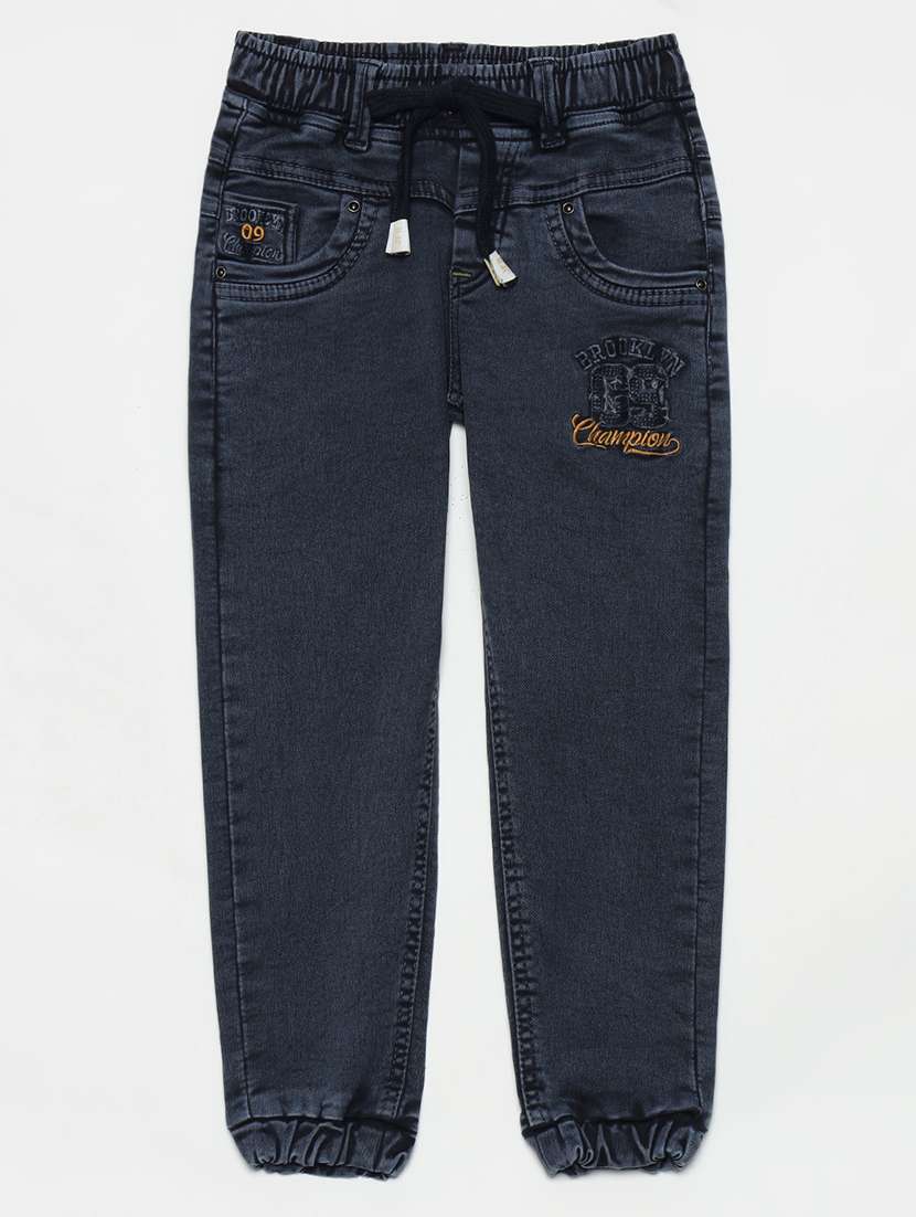 boys mid rise cotton plain jeans