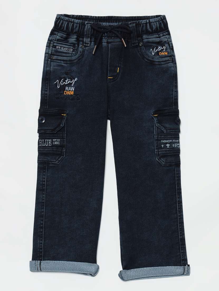 boys mid rise cotton plain jeans - 21461186 - Standard Image - 1