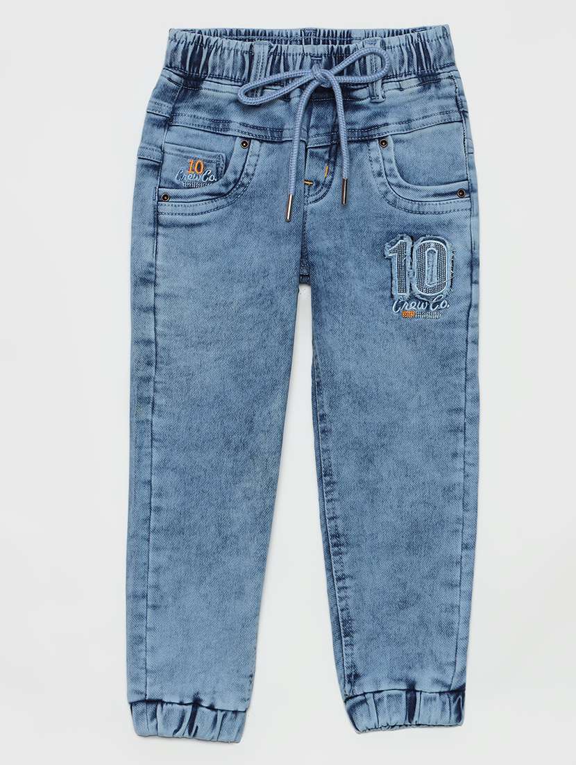 boys mid rise cotton plain jeans
