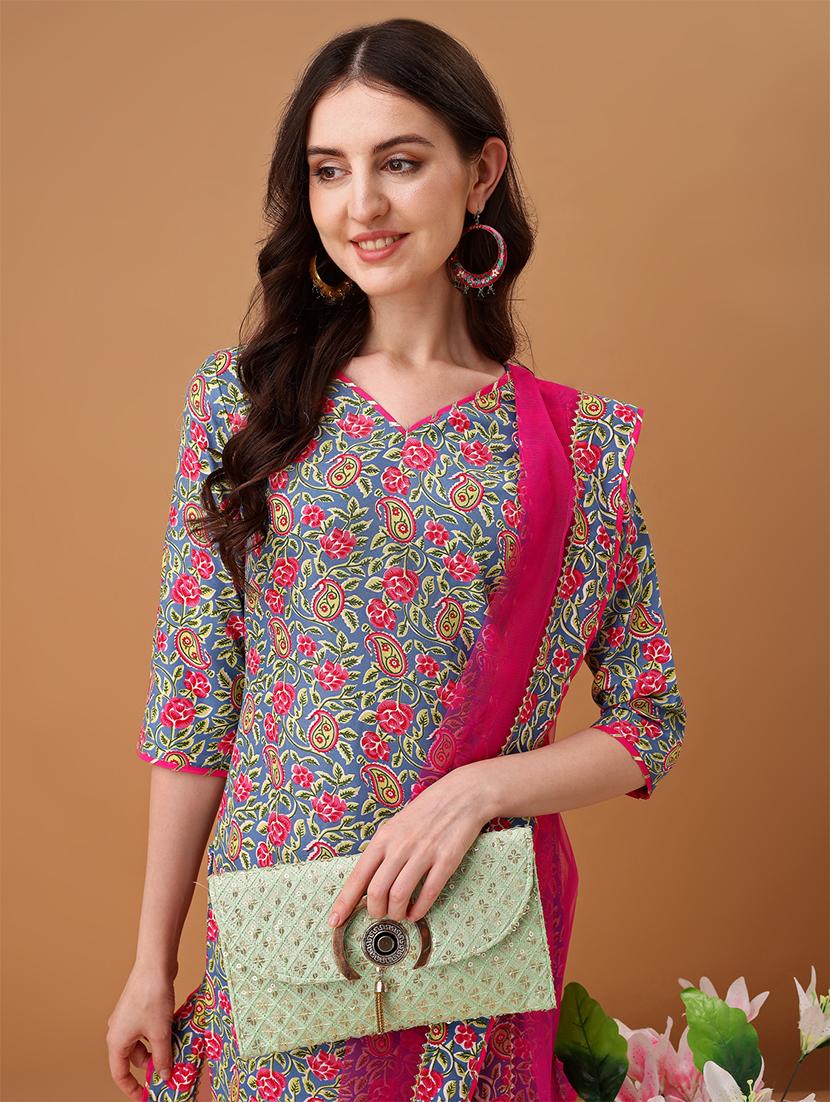 women grey printed kurta pant set with dupatta - 21461309 - Standard Image - 4