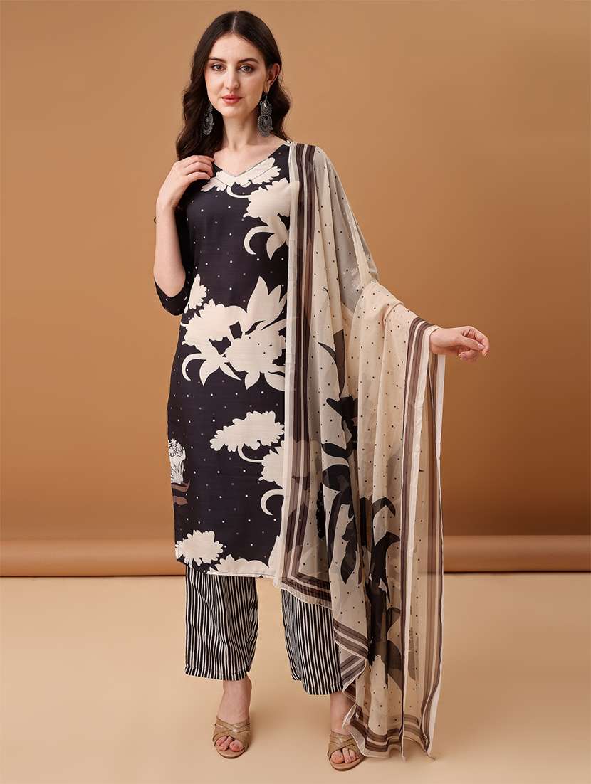 women black kurta pant set with dupatta - 21461310 -  Standard Image - 1