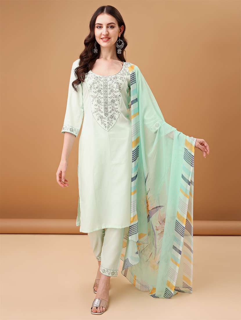 women neo mint kurta pant set with dupatta - 21461337 -  Standard Image - 1