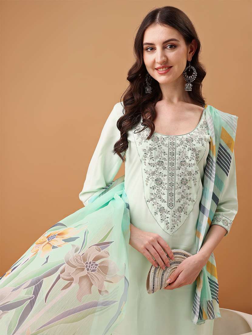 women neo mint kurta pant set with dupatta - 21461337 -  Standard Image - 4