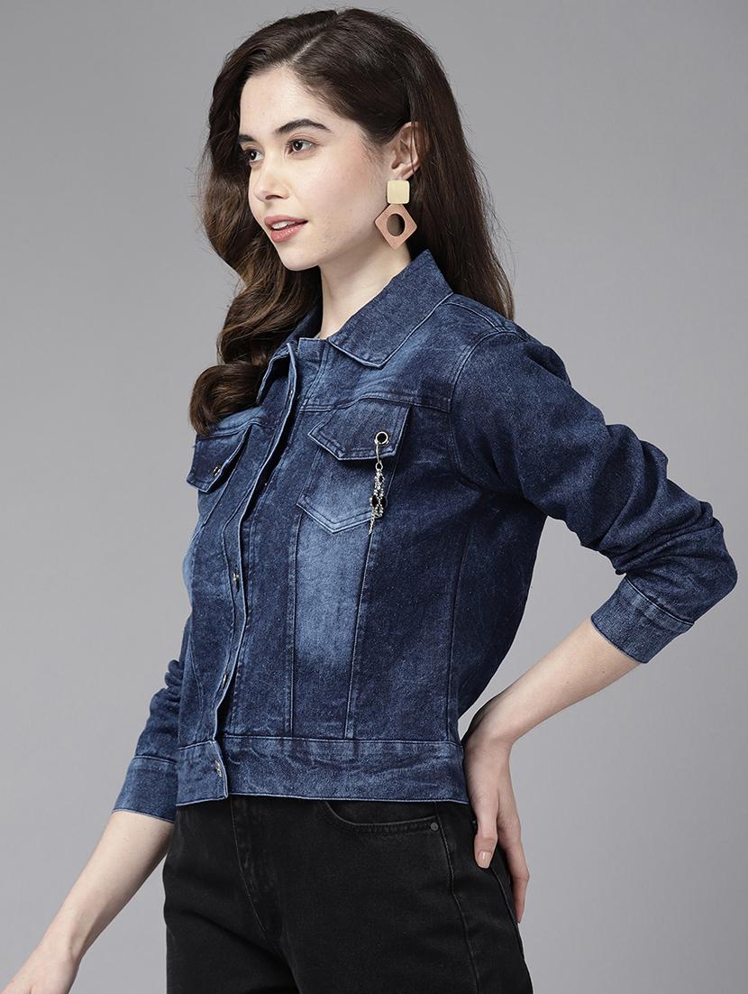 navy blue denim summer jacket - 21461488 - Standard Image - 1