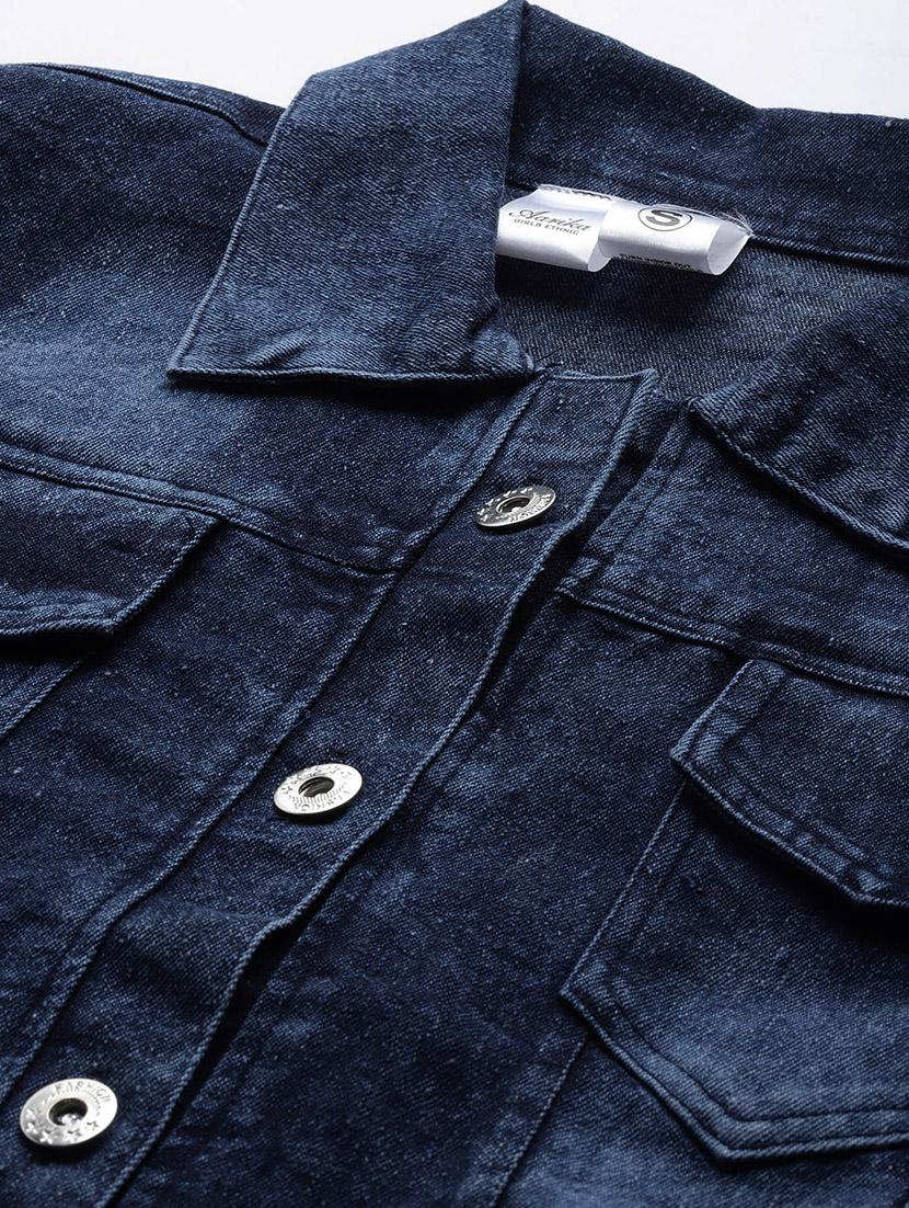 navy blue denim summer jacket - 21461488 - Standard Image - 4