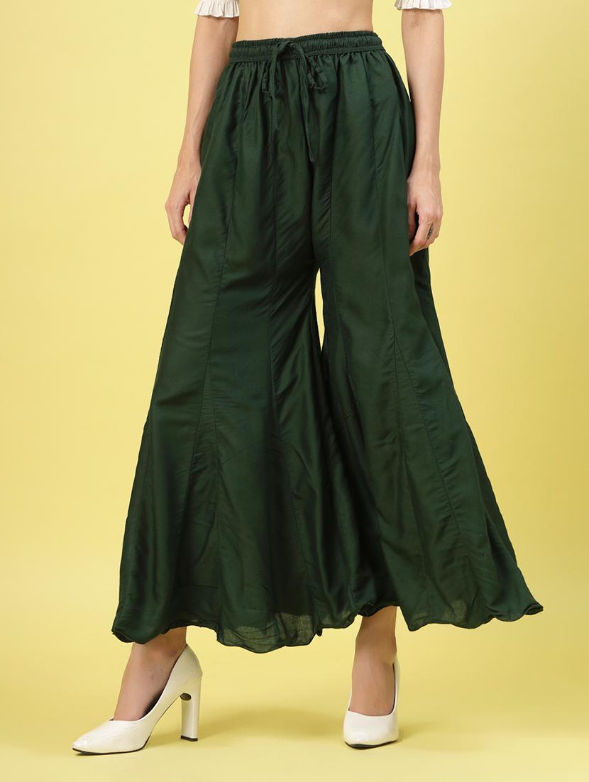 women green rayon flared palazzo - 21462105 - Standard Image - 1