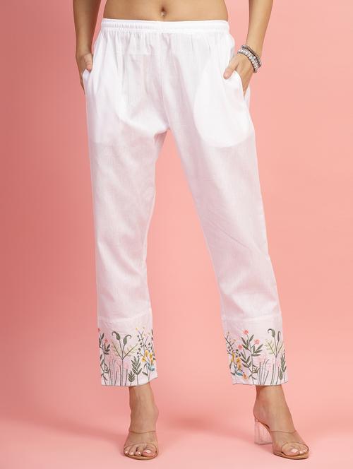 women white cotton peg trouser - 21462113 - Standard Image - 0