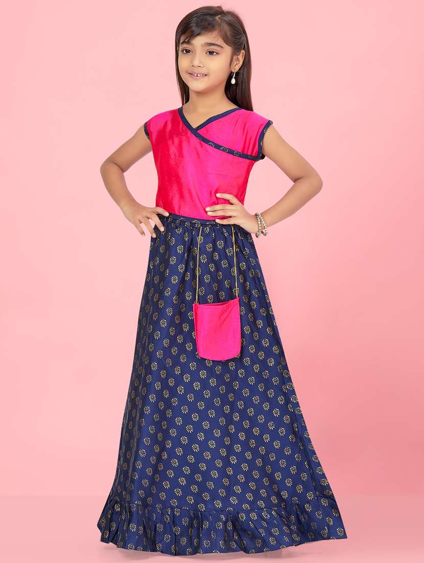 girls foil print silk lehenga choli - 21462196 -  Standard Image - 1