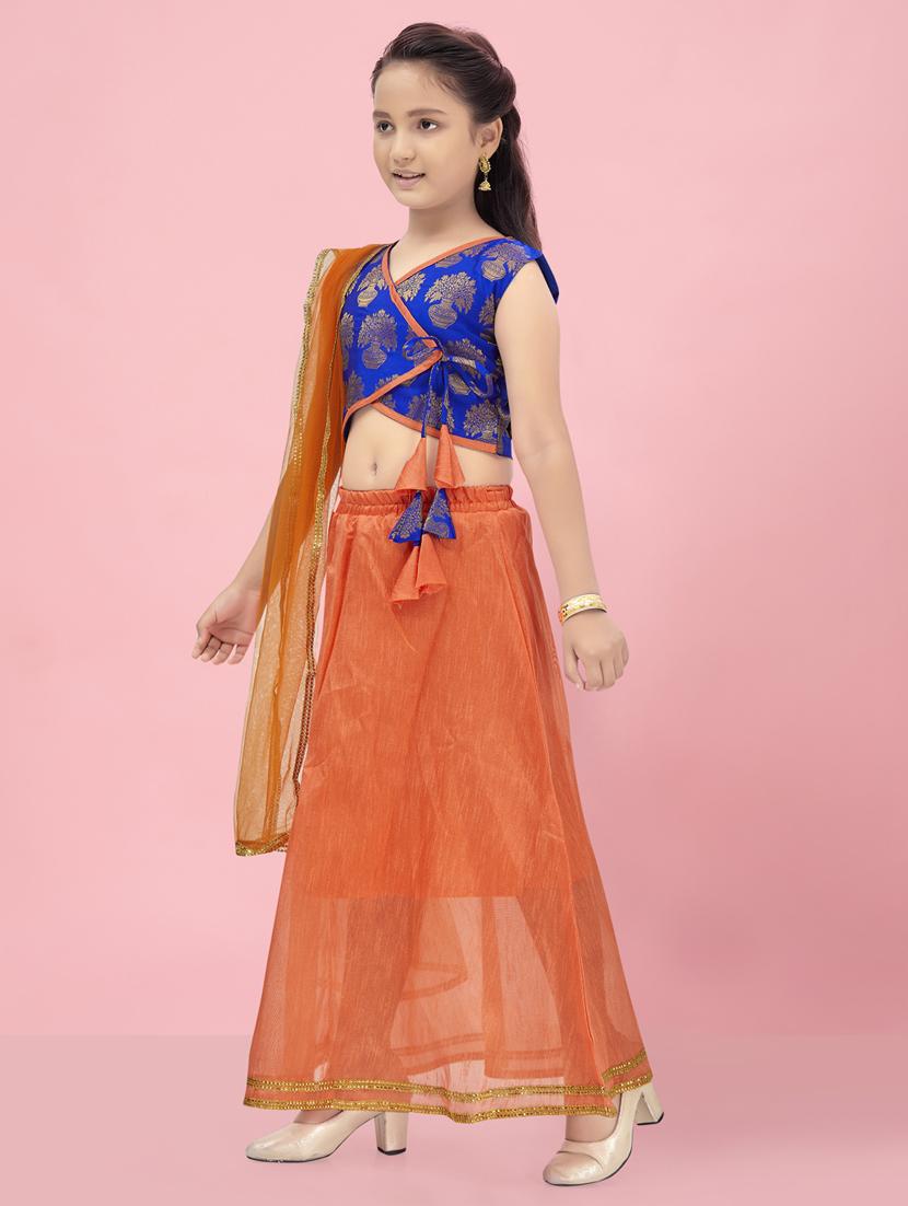 girls self design silk lehenga choli set - 21462198 -  Standard Image - 1
