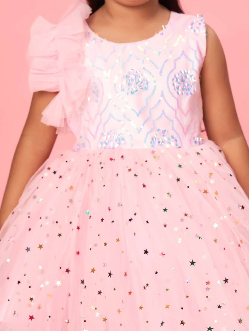 girls pink self-designed frock - 21462285 -  Standard Image - 4