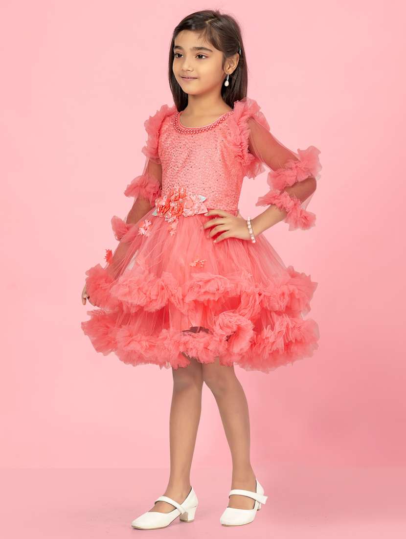 girl cotton blend party wear frock - 21462323 -  Standard Image - 1