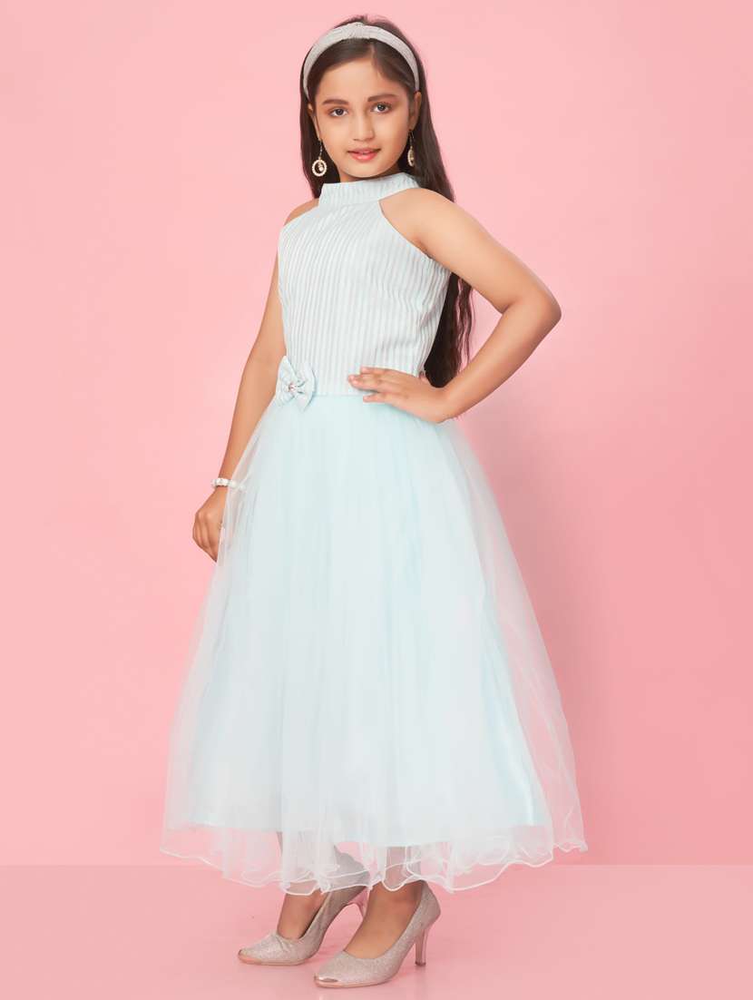 girls aqua blue stripes frock - 21462356 -  Standard Image - 1