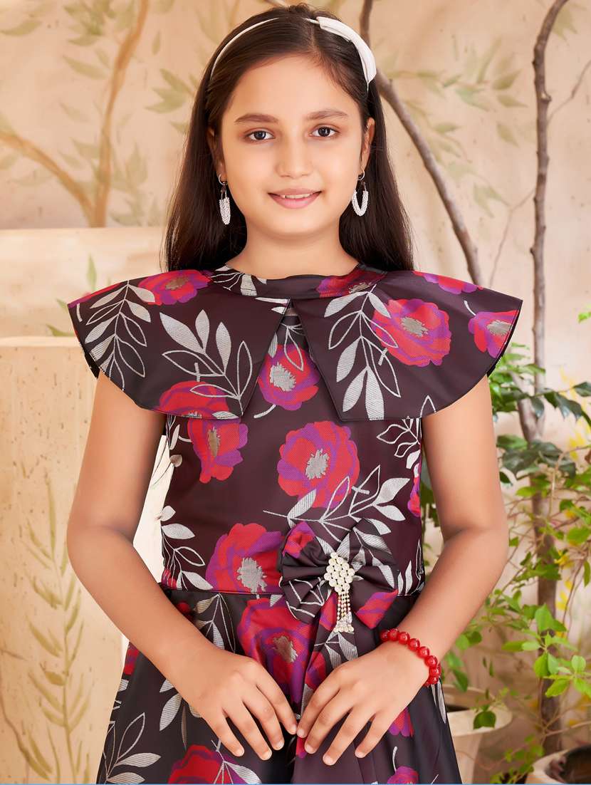 girls purple floral printed frock - 21462359 -  Standard Image - 4