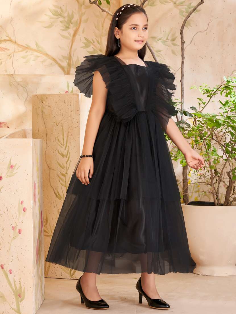 girls black solid frock - 21462381 -  Standard Image - 1