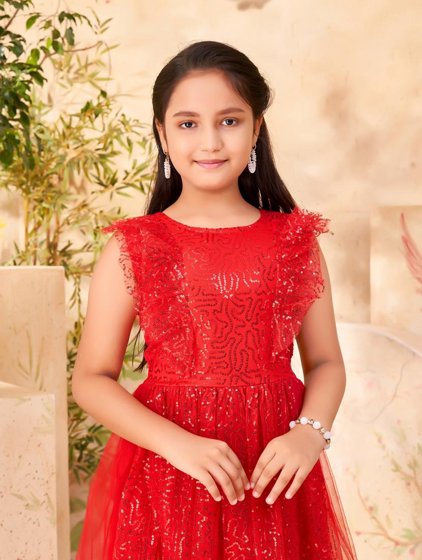 red cotton blend frock - 21462386 - Standard Image - 4