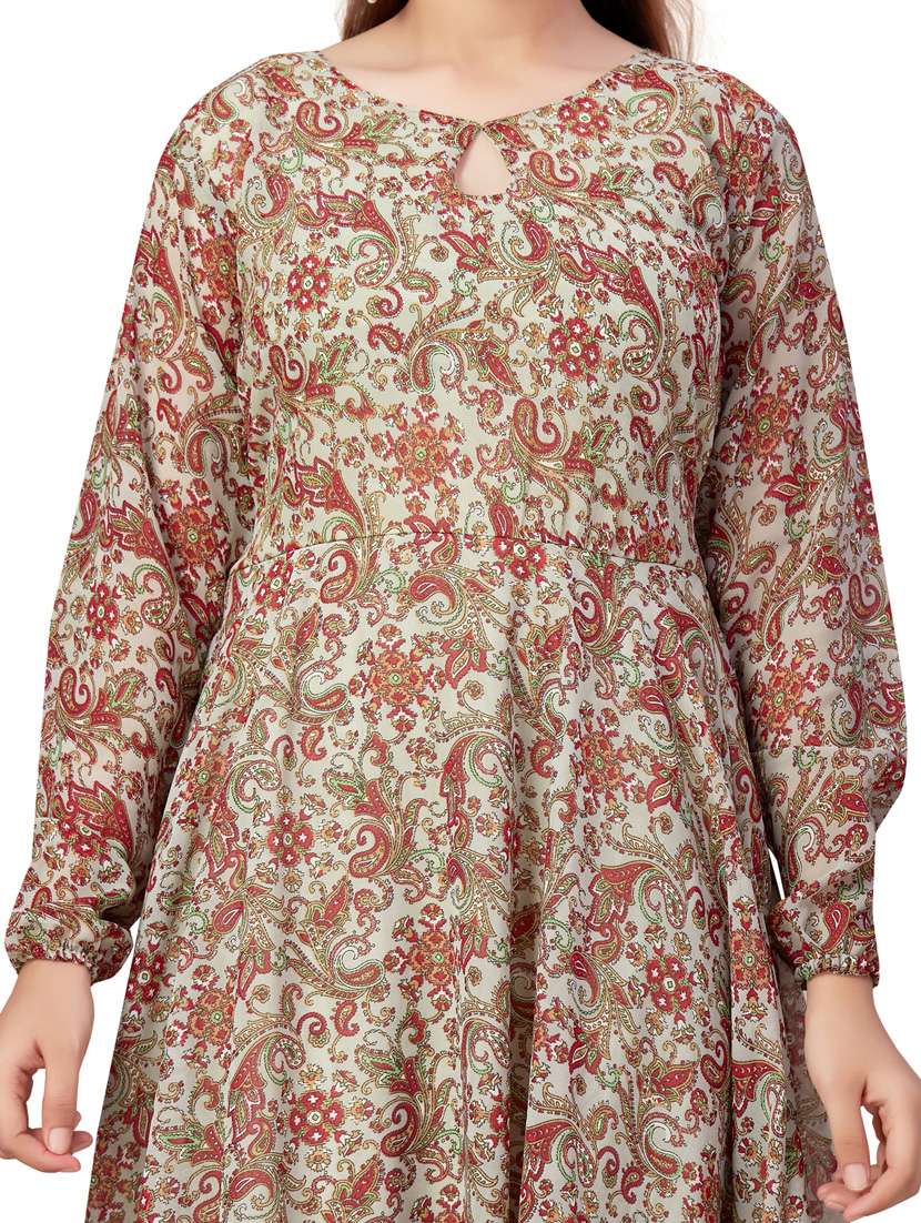 girl printed long sleeves flared kurti - 21462459 - Standard Image - 4