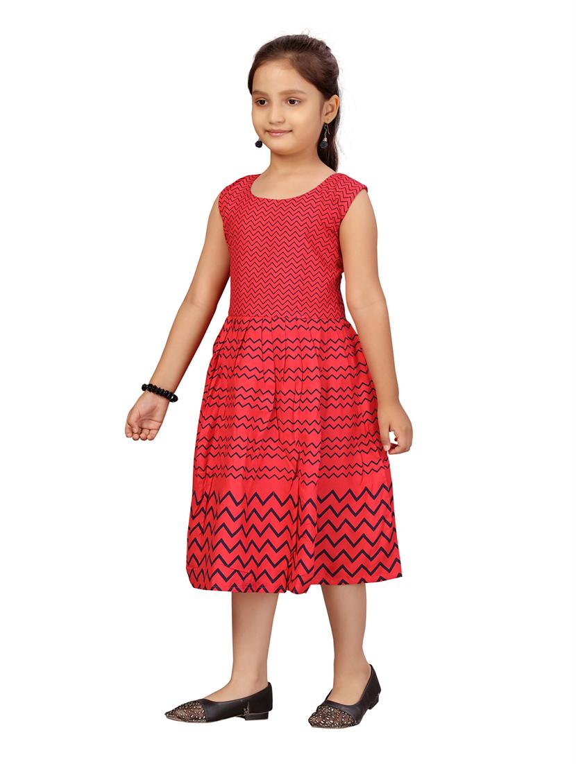 girls red printed frock - 21462470 - Standard Image - 1