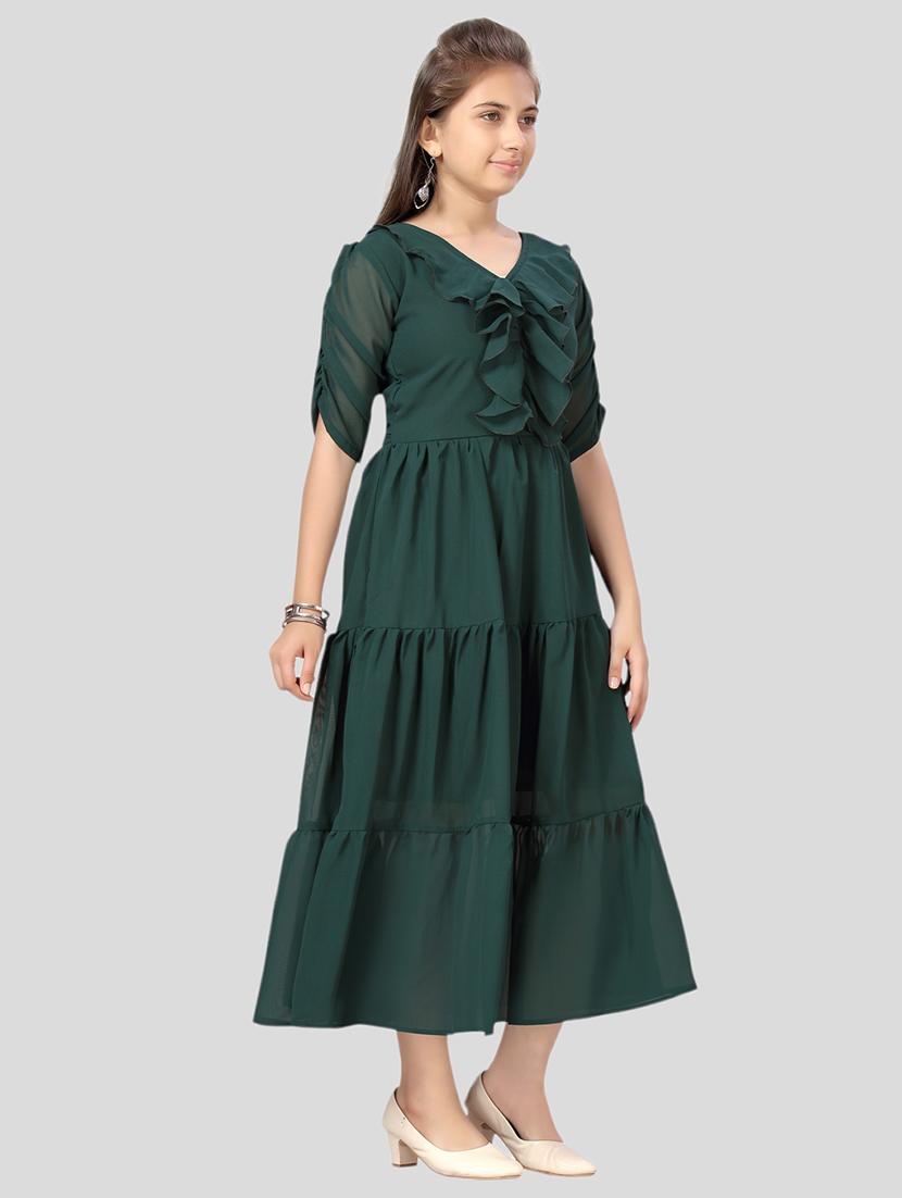 girls full length solid frock - 21462508 - Standard Image - 1