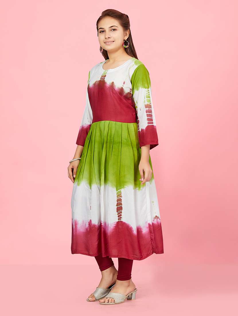 girls white cotton a-line kurta - 21462689 -  Standard Image - 1