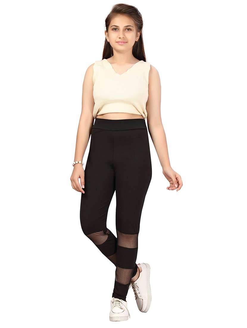 girls black solids track pant - 21462735 -  Standard Image - 4
